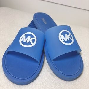Michael Kors Blue Slide Sandals Summer, Vacation, Size 10‎ NEW
